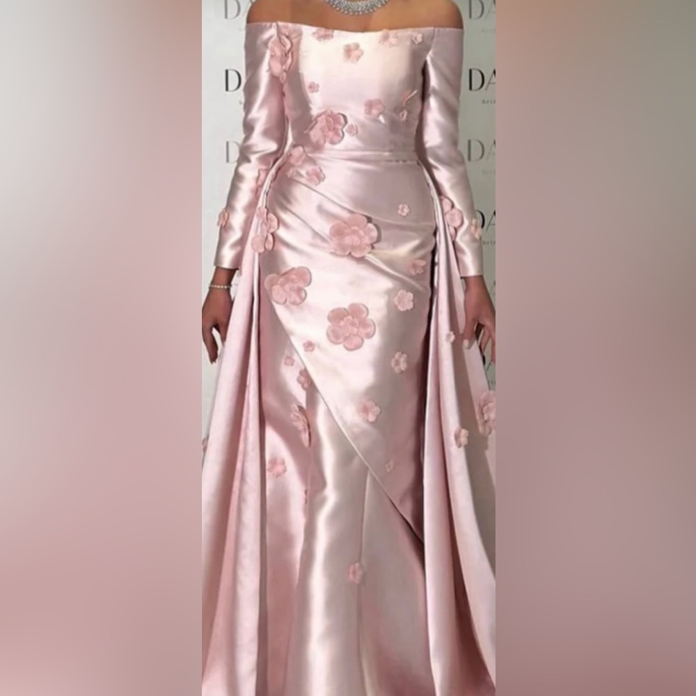 Blush Floral Off-Shoulder Maxi Dress